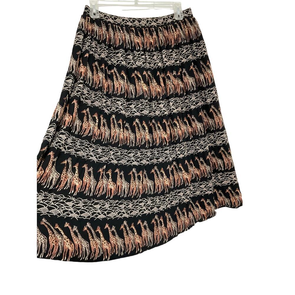 VTG Stonebridge Giraffe Safari Black/Brown Maxi Skirt Size X-Large Elastic Waist - Picture 4 of 7